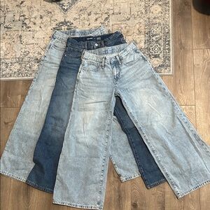 3 pairs old navy super baggy wide leg jeans